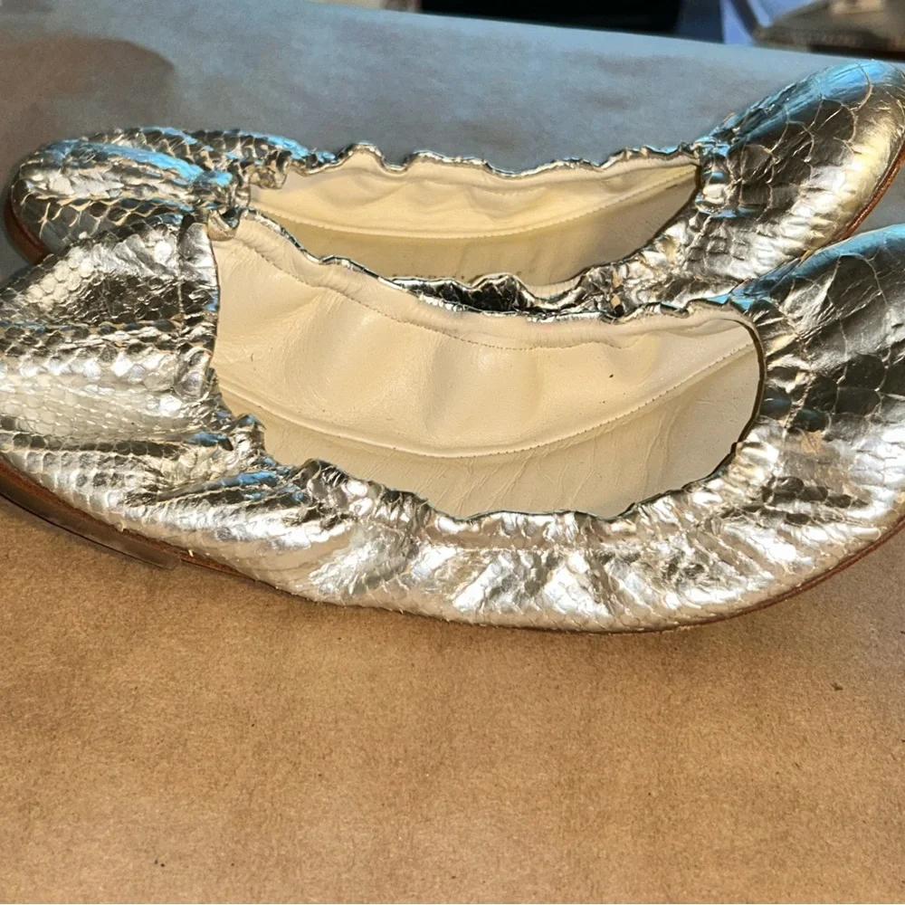 Shimmering Silver Python Flats by - Picture 2 of 3